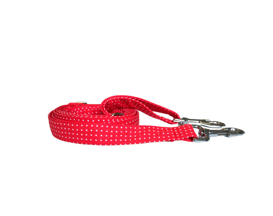 Correa de Perro Multiposición Modelo "Rojo Topitos"