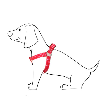 Conjunto Arnés para Perro “Rojo Topitos” – Elegancia y Comodidad en Cada Paseo