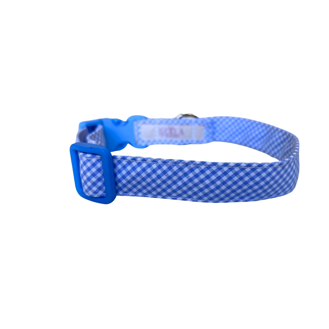 Conjunto paseo Perruno Azul Vichy - Collar y correa