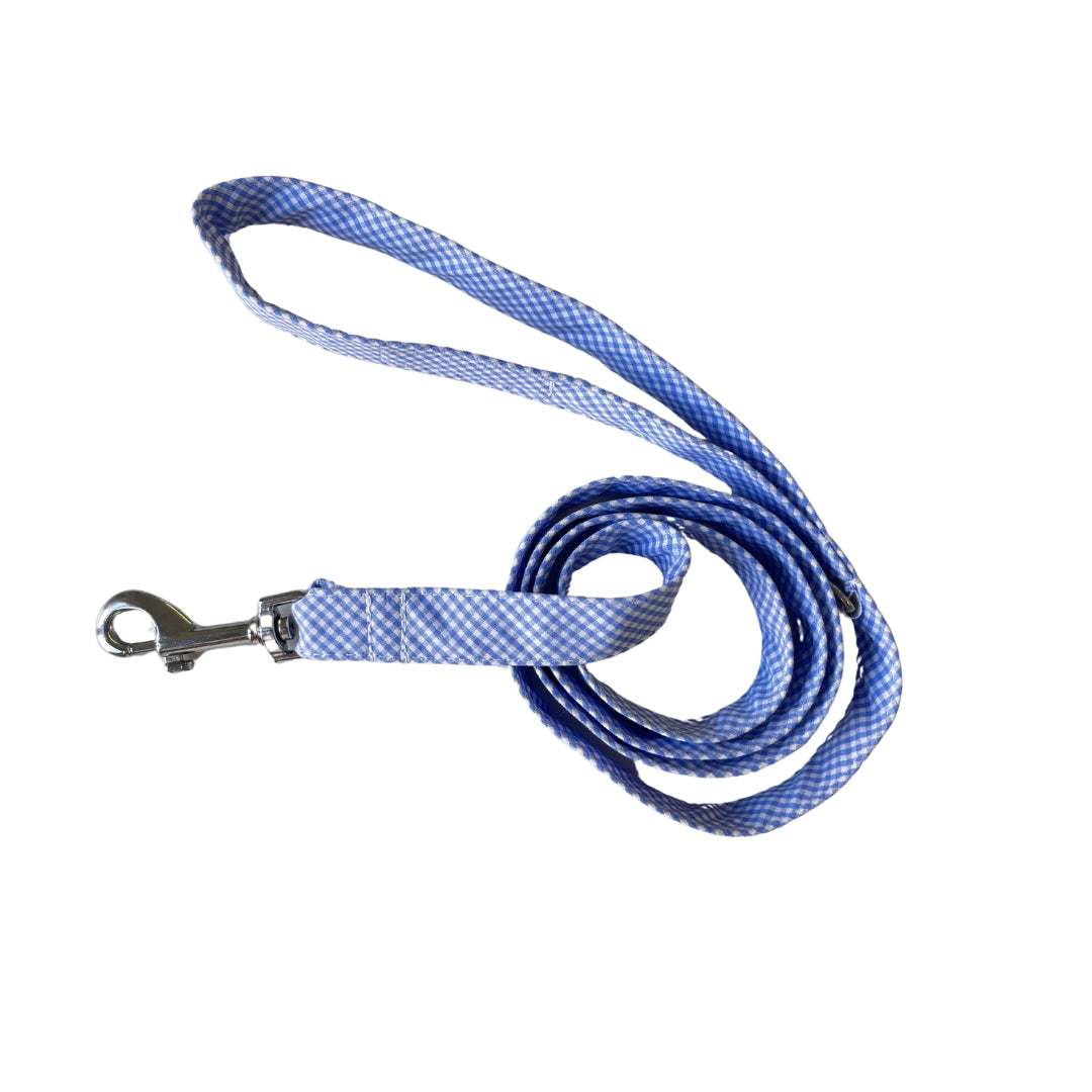 Conjunto paseo Perruno Azul Vichy - Collar y correa